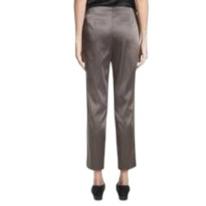 Lafayette 148 New York Satin Pants Brown Taupe Ankle Straight Work Party Size 4